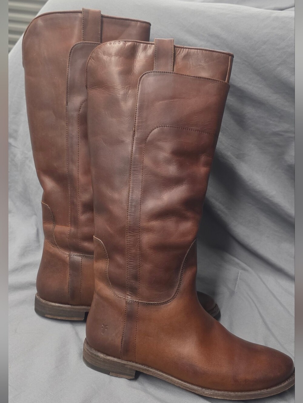 Frye Womens Paige Tall Riding Boots Cognac Size 10M NWB Defects
